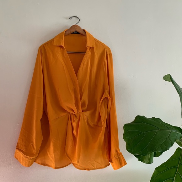 SHEIN Tops - ⚡️LAST CHANCE! SHEIN 2XL Orange Knot Detail Blouse